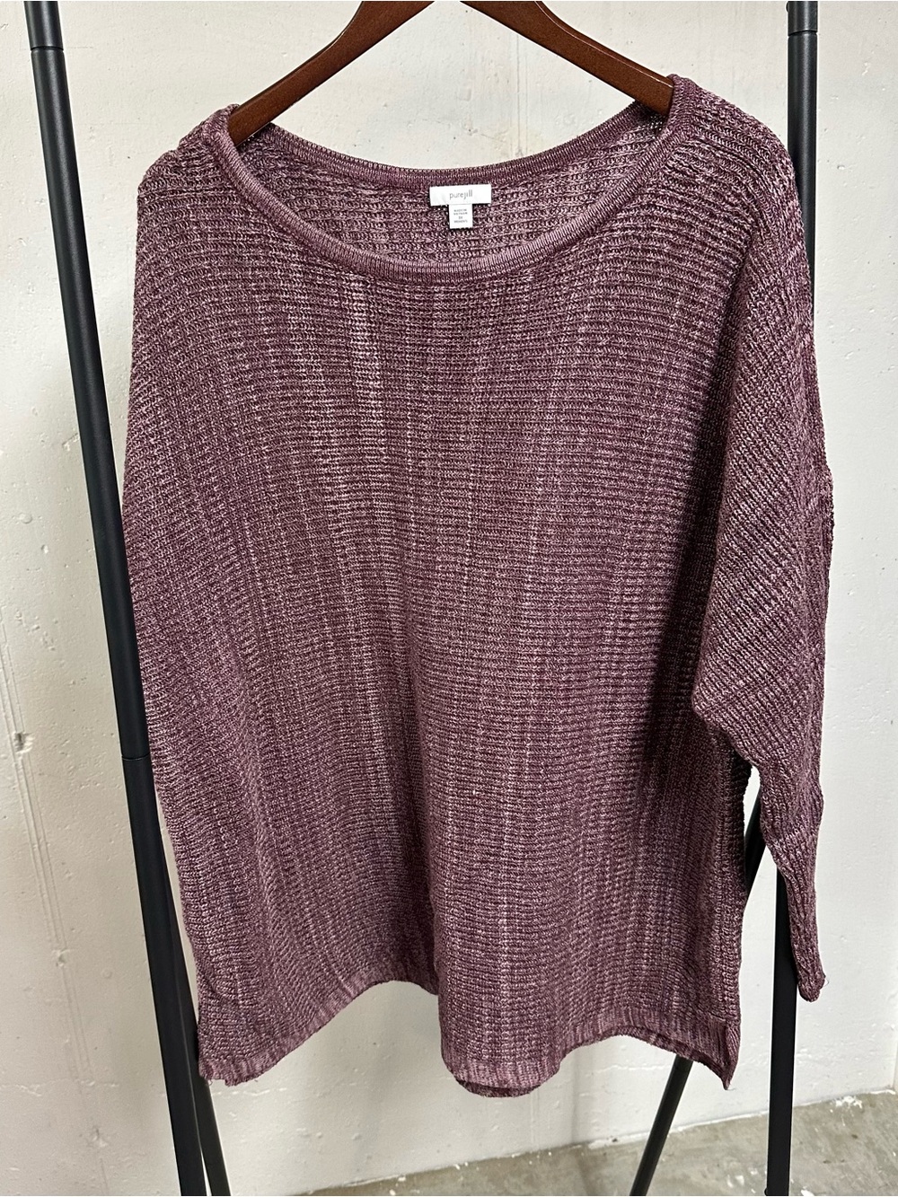 Relaxed Scoop Neck Ribbed Sweater - Plum